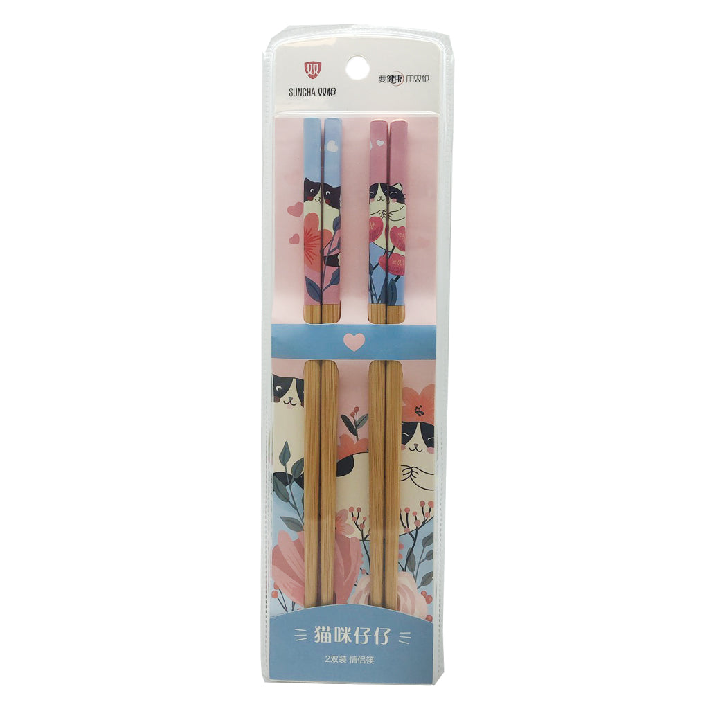 Suncha Bamboo Chopstick Cat Version 2 pairs ~ 双枪 猫咪工艺筷 2 pairs