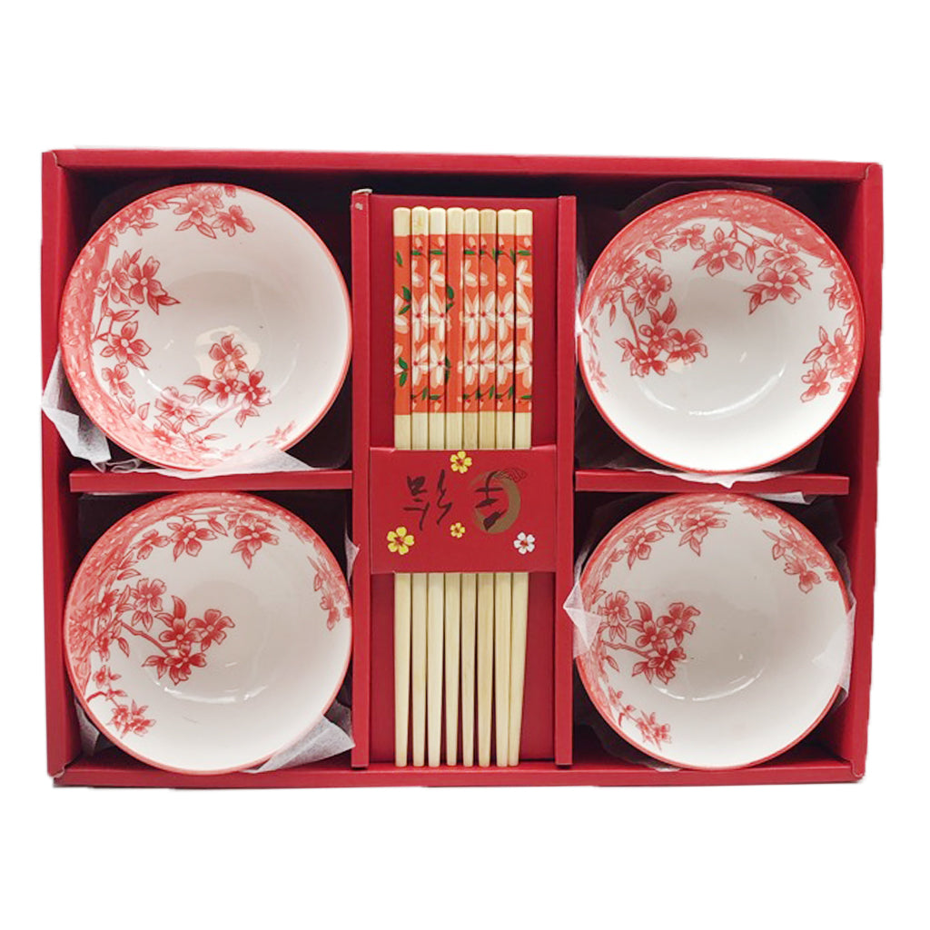 Lixin Hand Drawn Bowl and Chopstick 4 Set ~ 礼信 手绘碗筷 4套装