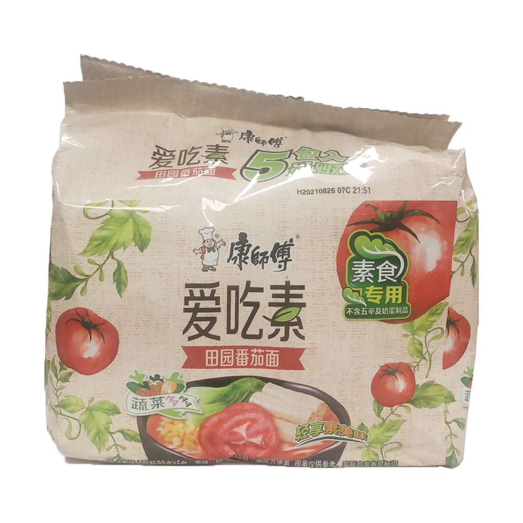 Mater Kong Instant Noodle Tomato 5x99g ~ 康師傅蕃茄鮮蔬麵五包裝 5x99g