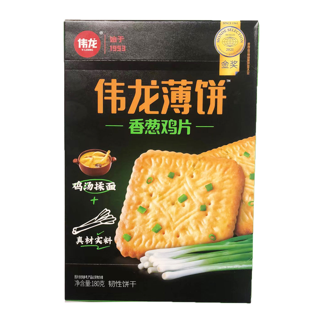 V Long Chicken n Spirng Onion Flavour Thin Biscuit ~ 伟龙 香葱鸡薄饼