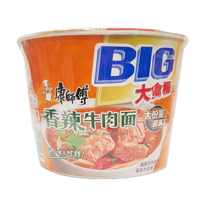 Master Kong Big Bowl Instant Spicy Beef Flavour 143g ~ 康师傅 大食桶 香辣牛肉面 143g