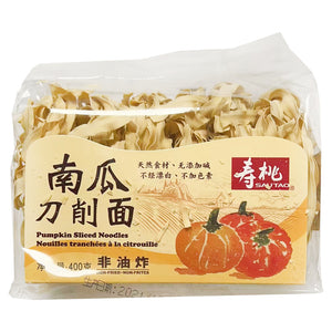 Sau Tao Pumpkin Sliced Noodle 400g ~ 寿桃 南瓜刀削面 400g