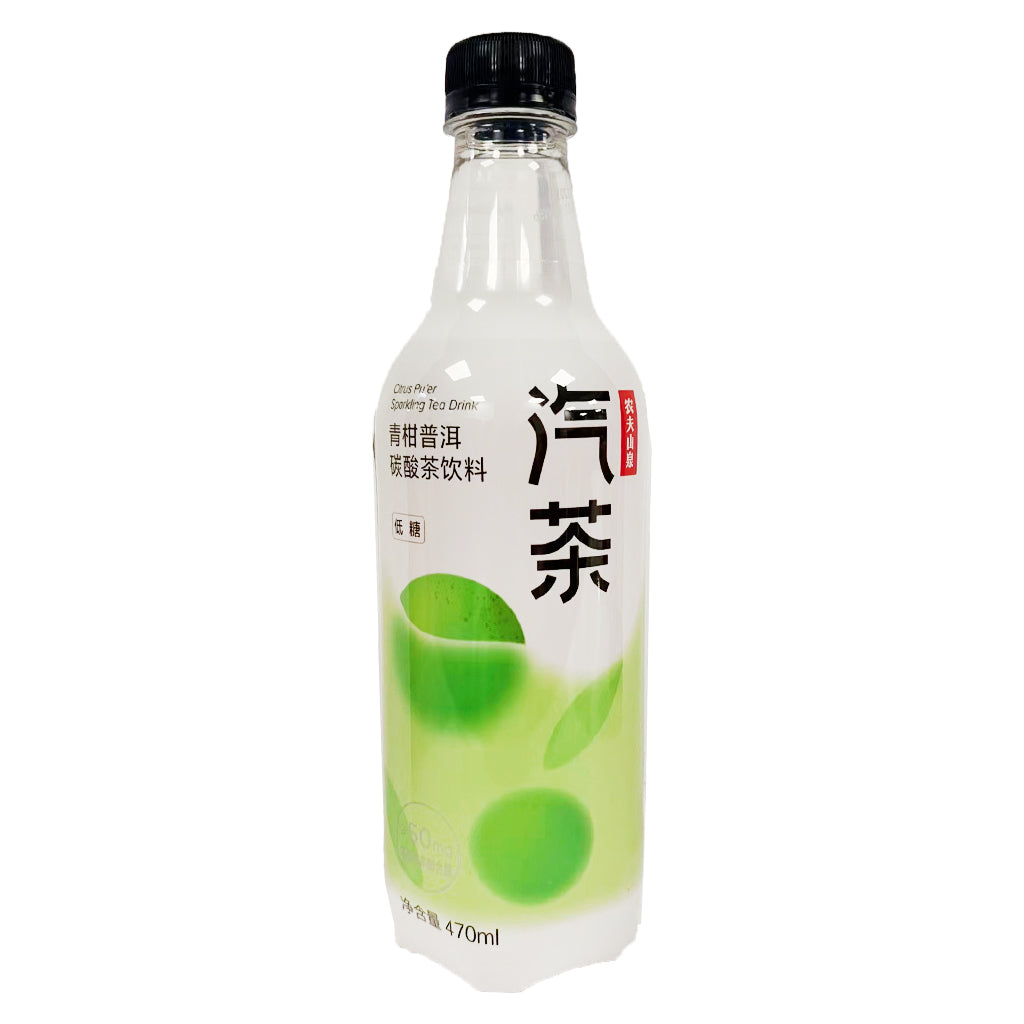 Nongfu Citrus Puer Sparkling Tea Drink 470ml ~ 农夫山泉 汽茶碳酸茶饮料 青柑普洱味 470ml