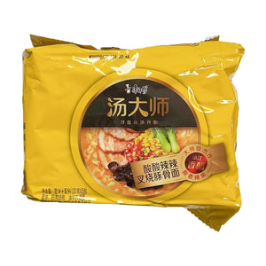Master Kong Master Soup Sour Spicy Pork Noodle 5x120g ~ 康師傅 湯大師 酸酸辣辣叉燒豚骨拉麵 5x120g
