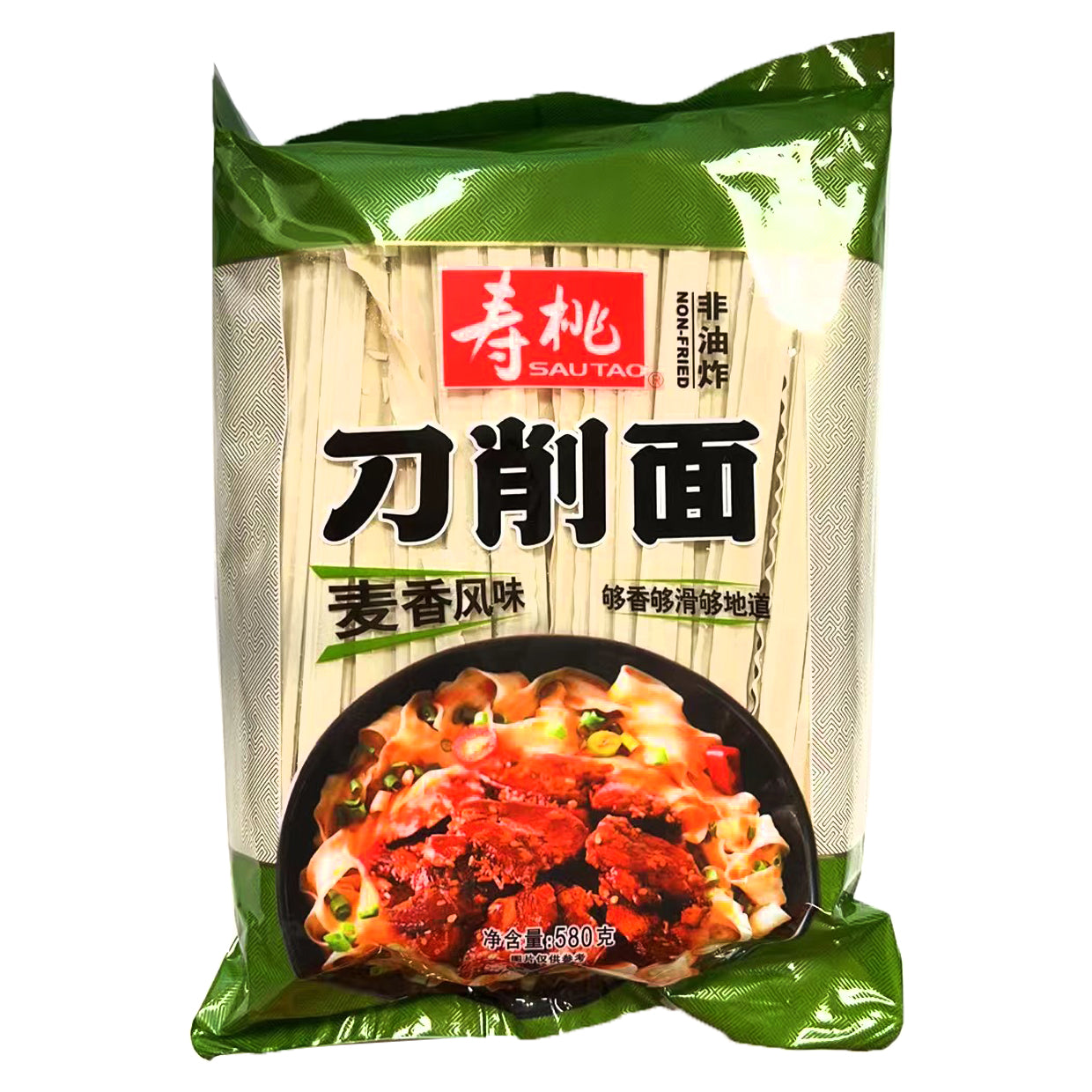 Sau Tao Flat Sliced Noodle Wheat Flavour 580g ~ 寿桃牌 刀削面 麦香风味 580g