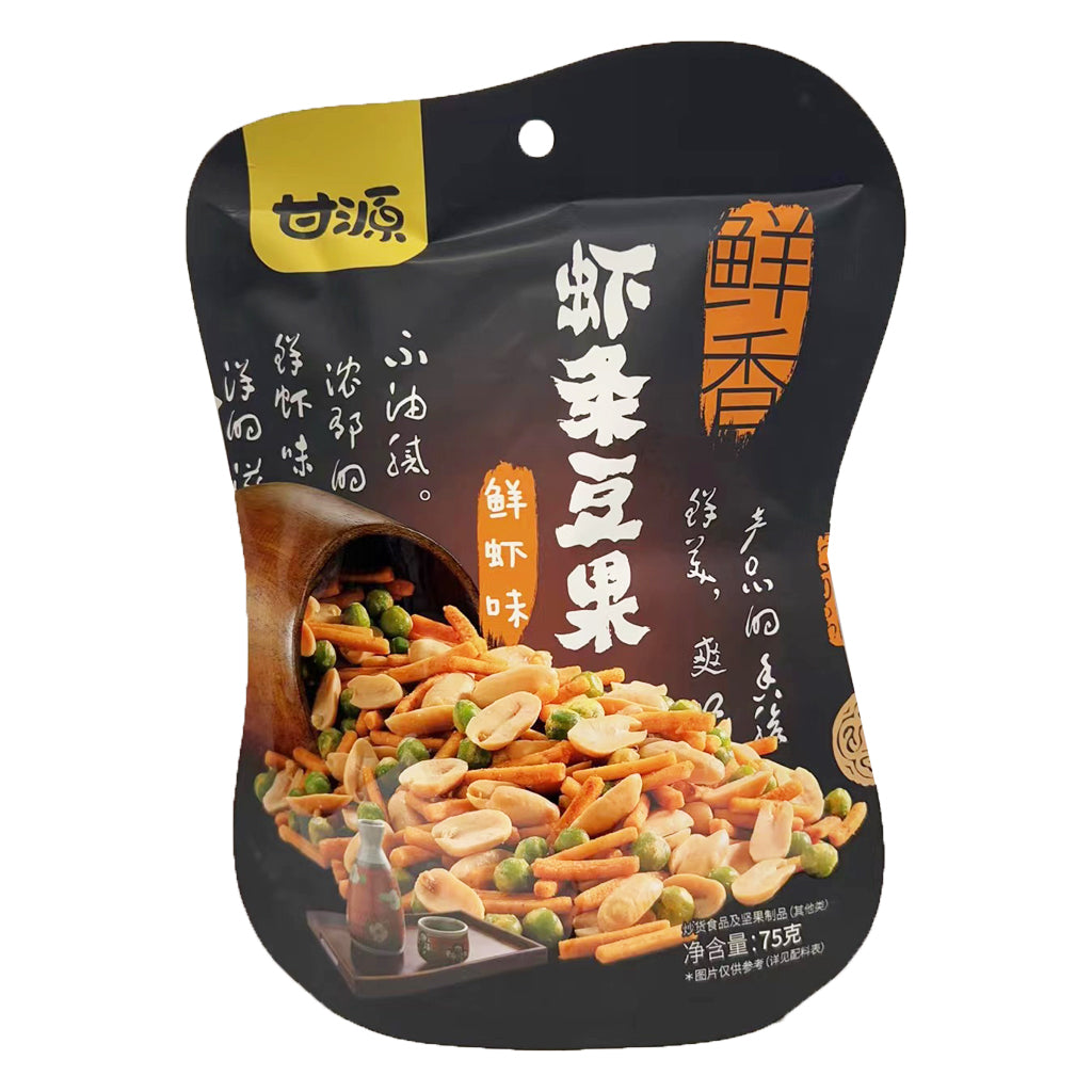Gan Yuan Prawn Chips with Mix Nuts Prawn Flavour 75g ~ 甘源 虾条豆果 鲜虾味 75g