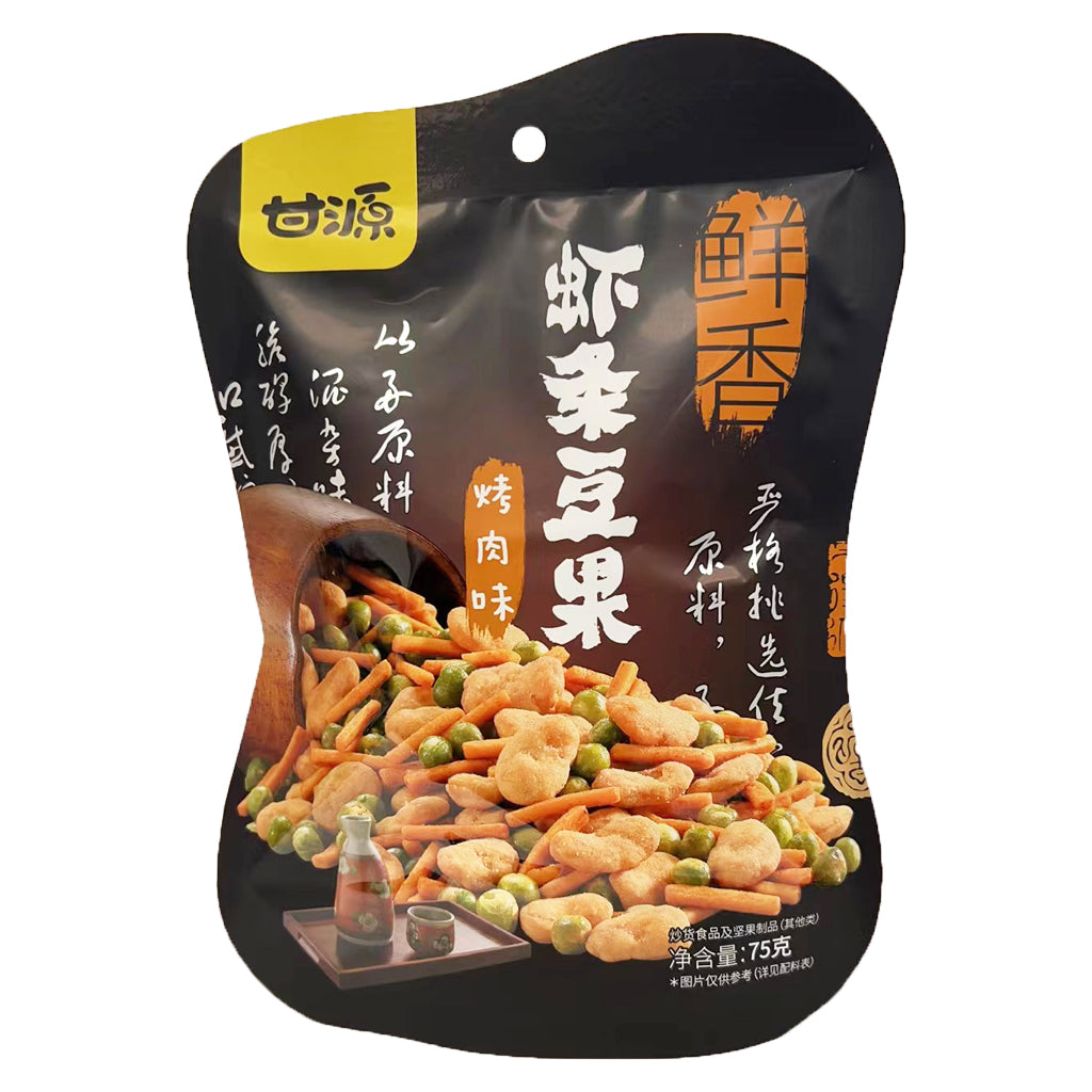 Gan Yuan Prawn Chips with Mix Nuts BBQ Flavour 70g ~ 甘源 虾条豆果 烤肉味 70g