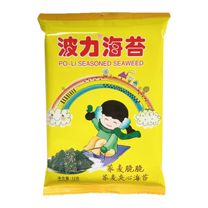 Po Li Seasoned Buckwheat Sandwich Seaweed 12g ~ 波力海苔 荞麦脆脆 荞麦夹心海苔 12g