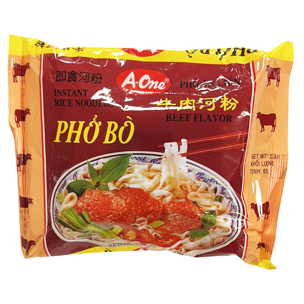A One Instant Rice Noodle Pho Bo Beef Flavour 65g ~ 味王 牛肉即食河粉 65g