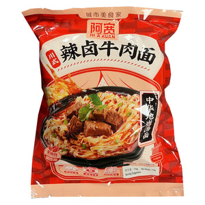 Baijia Sichuan Noodle Spicy Stewed Beef Flavour 110g ~ 阿宽 川式 辣卤牛肉面 110g