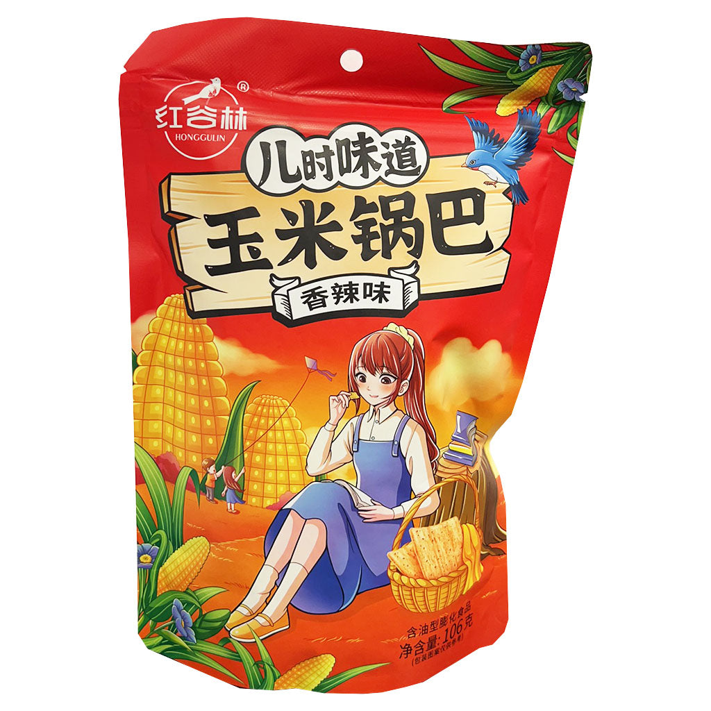 Honggulin Spicy Corn Cracker 106g ~ 红谷林 玉米锅巴 香辣味 106g