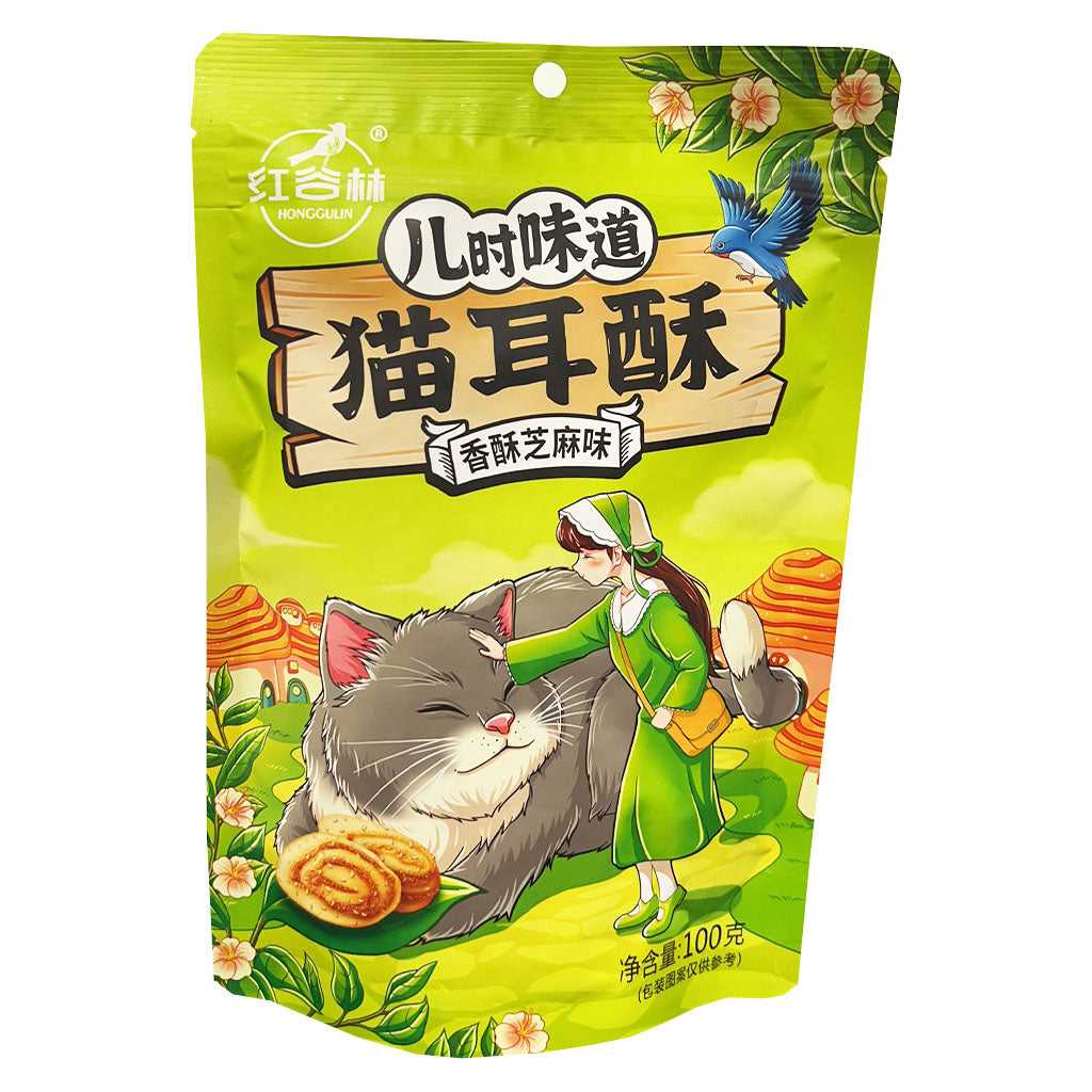 Honggulin Sesame Crispy Cracker 100g ~ 红谷林 猫耳酥 芝麻味 100g