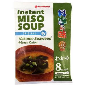 Marukome Instant Miso Soup Wakame 8pcs 8x19g ~ 料亭味海带味噌汤  8x19g