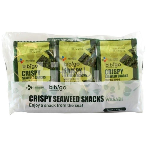 Cheil Jedang Bibigo Crispy Seaweed Snacks Wasabi 3X5G ~