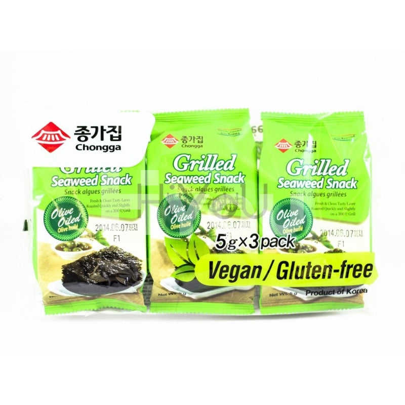 Chongga Grilled Seaweed Snack 3X5G ~ Snacks