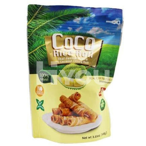 Coco Rice Roll Durian Flavour Gluten Free 100G ~ Confectionery