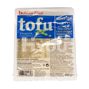 House Premium Tofu Medium Firm Blue 396G ~ Bean Curd &