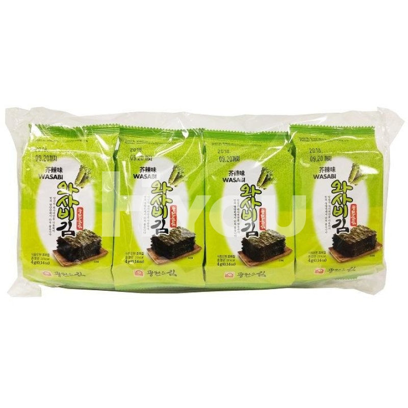 Kwangcheon Wasabi Flavoured Roasted Seaweed 8X4G ~ Snacks